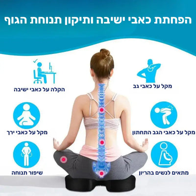 פיור קומפורט אייר סיט – כרית ישיבה אורטופדית עם קצף זיכרון וג’ל קירור