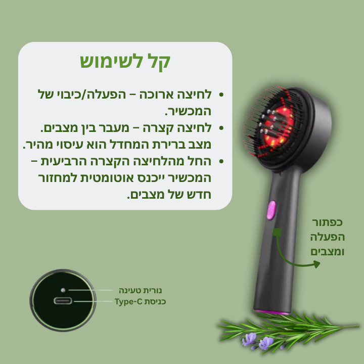 Scalpura™ - מברשת עיסוי מזותרפית חשמלית עם אמפולות לטיפול בנשירה ושיקום השיער