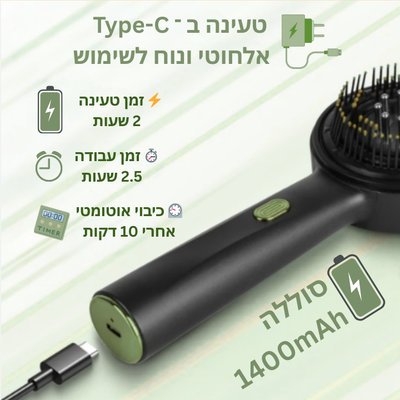 Scalpura™ - מברשת עיסוי מזותרפית חשמלית עם אמפולות לטיפול בנשירה ושיקום השיער