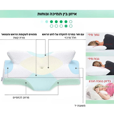 פיור קומפורט רסטפרו - כרית ארגונומית אורטופדית לשינה מושלמת 💤